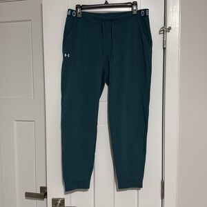Under Armour women’s joggers size Medium teal blue elastic waistband w/2 pockets